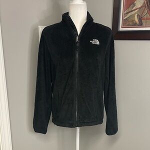The North Face Womens Black Shearling Jacket zip up size Medium fuzzy